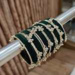 Green Velvet Bangles with Kashmiri bangles