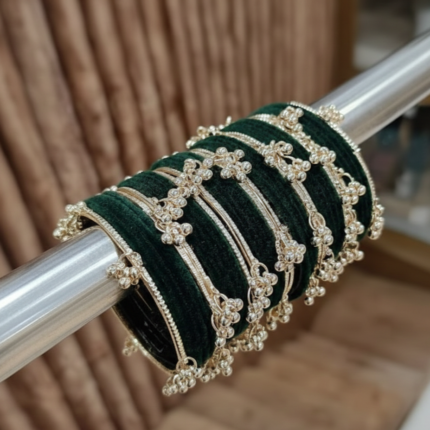 Green Velvet Bangles with Kashmiri bangles