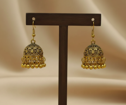 Traditional Jhumka Earrings with Bead Accents