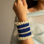 Velvet Glass Bangles Set- Blue