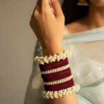 Velvet Glass bangles Set- Mehroon
