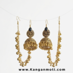 Antique Gold Jhumkas with Beaded Sahara Chains