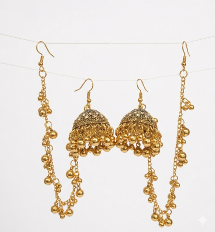 Gold-Plated Jhumkas with Ghungroo Detail