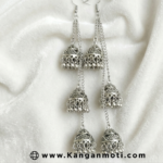 Long Chain Silver Jhumki Earrings