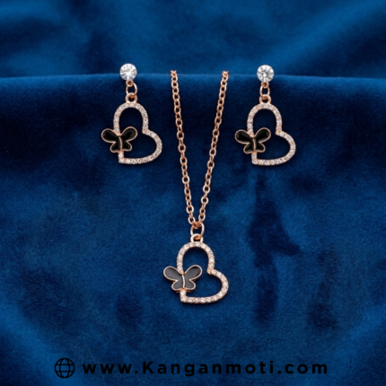Rose Gold Butterfly & Heart Jewelry Set