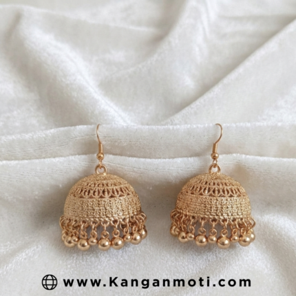 Traditional Rose-Gold Temple Bell Earrings jhumkay