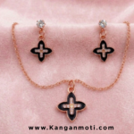 Black & Rose Gold Pendant with Matching Studs
