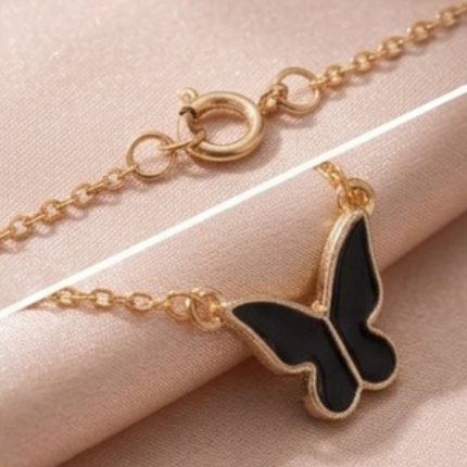 4 Pcs Gold & Black Necklace Earrings Bracelet Ring Set