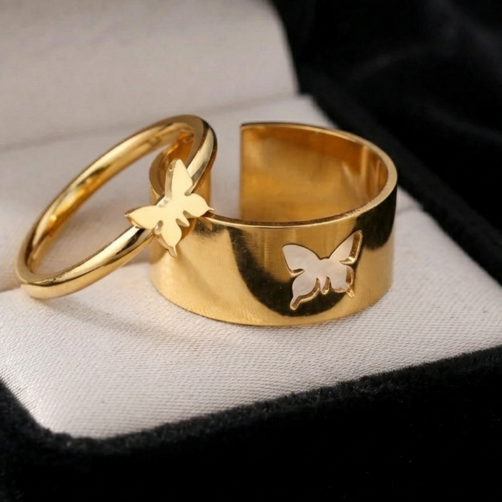 Adjustable Lover Rings (2) Butterfly Couple Rings