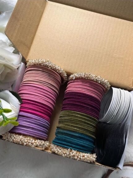 12 Piece Velvet Bangles Set for Women – Soft Glass Chooriyan in Pakistan