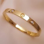 Zircon embedded handcuff bracelet for women