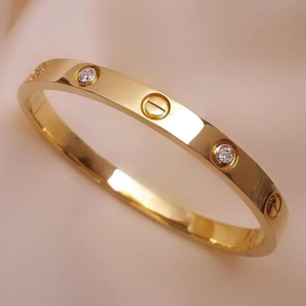 Zircon embedded handcuff bracelet for women