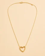open heart necklace for girls gold plated heart loop pendant chain
