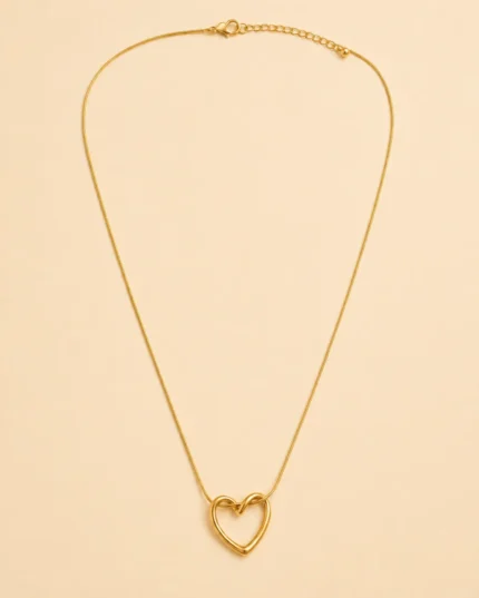open heart necklace for girls gold plated heart loop pendant chain