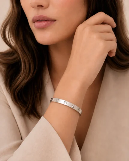 silver crystal bangle bracelet silver stone bangle for girls worn on wrist