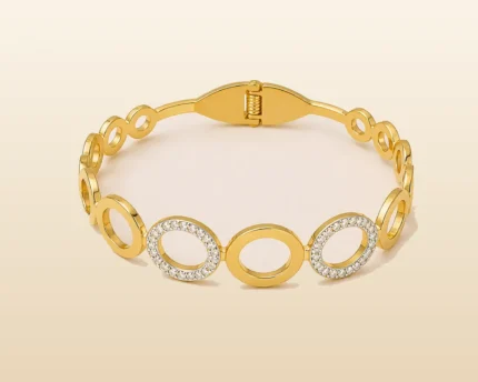 gold plated kara with stones round crystal bangle for girls in Pakistan