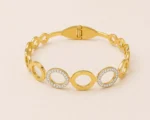 gold circle bangle for women gold plated round kara with crystals