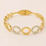 gold circle bangle for women gold plated round kara with crystals