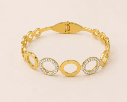 gold circle bangle for women gold plated round kara with crystals