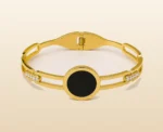 gold plated kara with black stone black stone bangle for girls in Pakistan