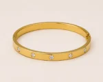 diamond stone gold bangle gold plated kara with diamond look stones
