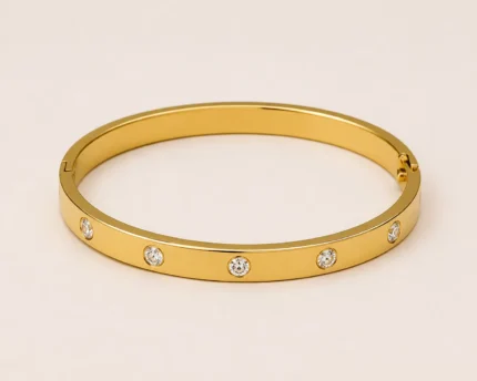 diamond stone gold bangle gold plated kara with diamond look stones