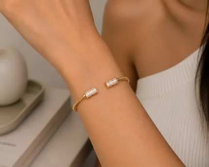 stone studded kara for women crystal studded gold bangle worn on wrist