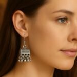 Bucket style jhumka earrings golden silver oxidized drop jhumka for women