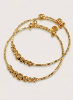 Stylish Adjustable Bracelet Pair – Golden Beaded Fashion Bracelets - Image 2
