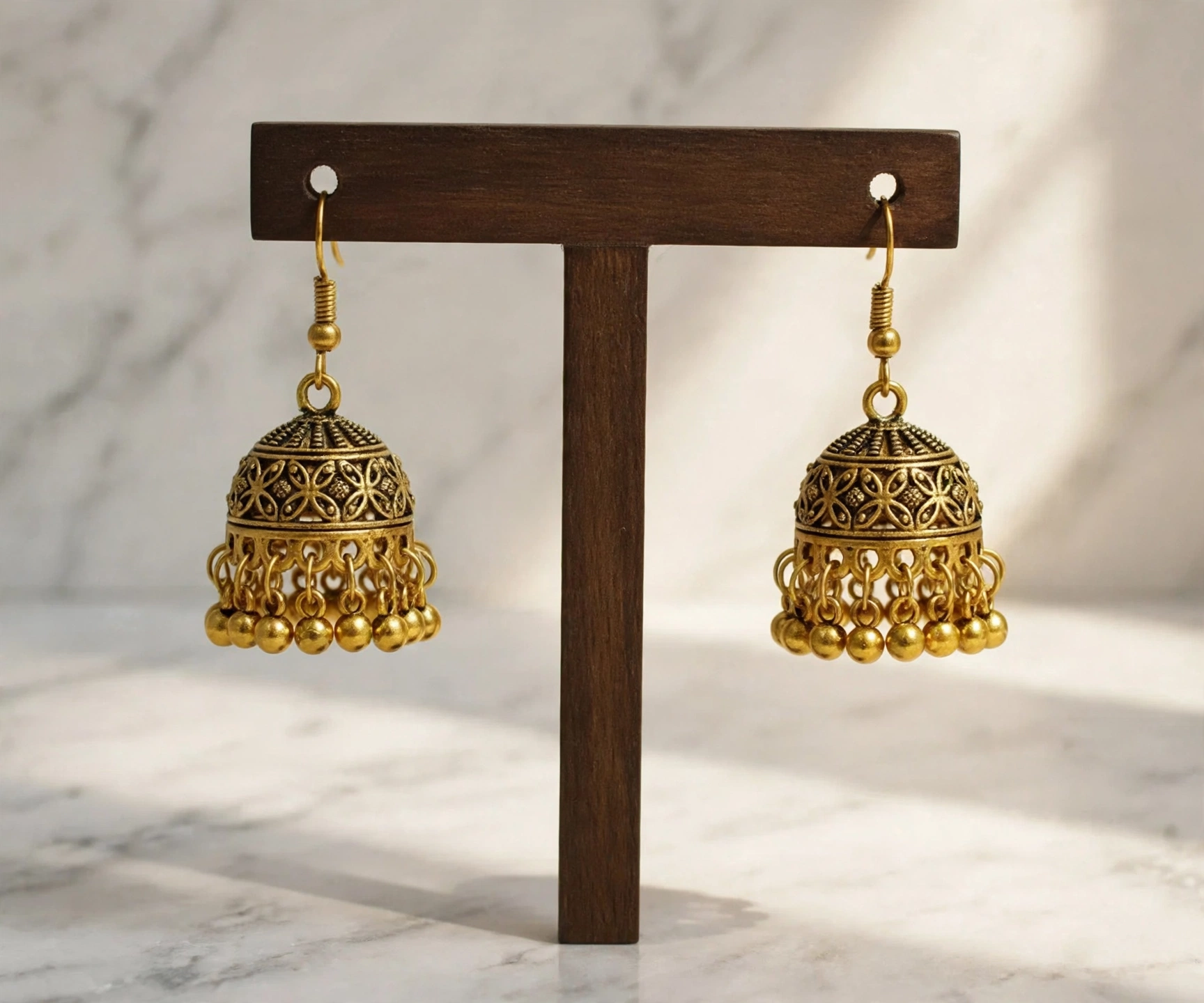 How to clean artificial jewellery at home - gold jhumka earrings