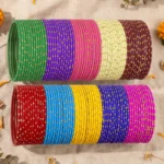 Golden Dotted Matte Bangles for Girls & Women – 10 Colors Box Set - Image 2