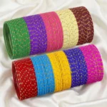 Golden Dotted Matte Bangles for Girls & Women – 10 Colors Box Set - Image 3