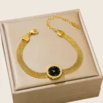 Women's Mesh Chain Watch-Style Bracelet – Korean Gold Design