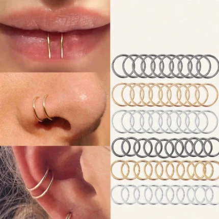 12 pcs tiny hoop septum nose rings set