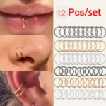 12 Pcs Tiny Hoop & Septum Nose Rings Set for Women & Girls - Image 3