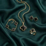 Black Clover Jewelry Set 4 Pcs Deluxe – Locket, Bracelet, Earrings & Adjustable Ring