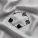 Black Four Leaf Clover Bracelet for Women – Stainless Steel