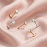 5 Pcs Single Stone Nose Ring Set – Golden & Silver Nose Pins for Girls & Women