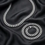 925 Sterling Silver 7MM Chain Bracelet & Necklace Set – For Men & Women