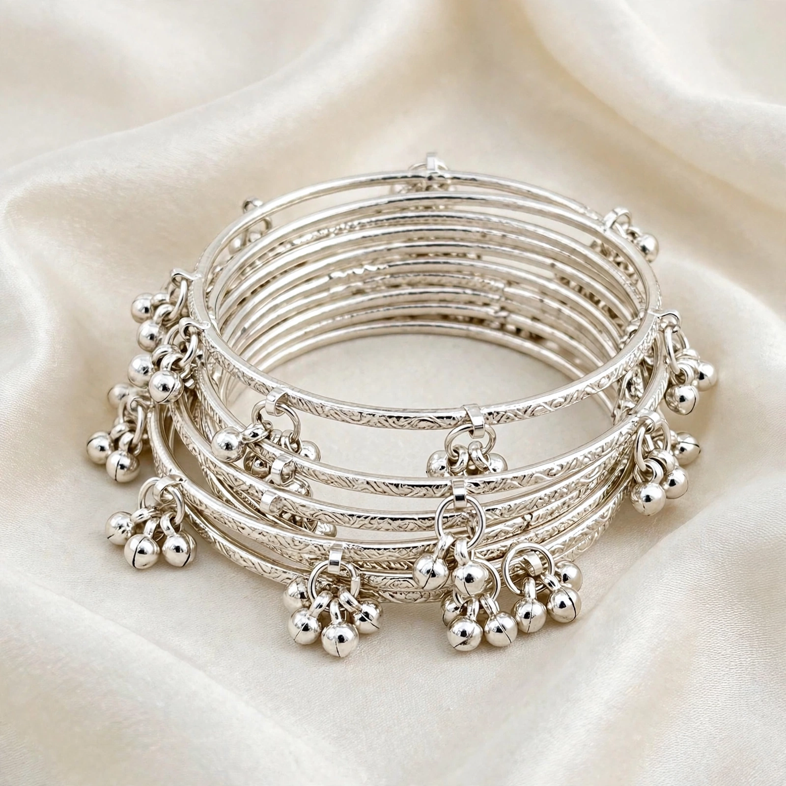 media-generation-product-silver-ghungroo-churi-0-3b0e7fc1-8a76-463d-9ec3-07d86153b246 Kashmiri Silver Ghungroo Bangle Set – Traditional Festive Churi - Image 1