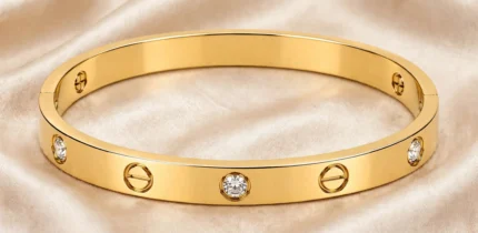 premium stainless steel bangle with diamond stones