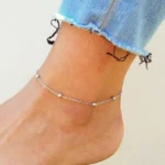 Elegant Silver Payal Anklet Pair – Delicate Beaded Anklet for Women, side view
