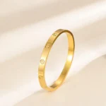 Premium Stainless Steel Golden Bangle with Diamond Stones for Women - Image 3