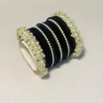 Velvet Glass Bangles with White Pearl Karas Set – Bridal Choodiyan