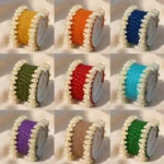 Dotted Matte Metal Bangles with White Pearl Karas Set – Festive Bangle Stack - Image 2