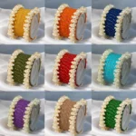 Dotted Matte Metal Bangles with White Pearl Karas Set – Festive Bangle Stack - Image 3