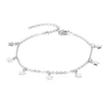 Silver star payal for girls – adjustable star charms anklet in silver finish