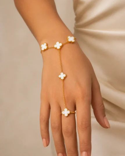 four leaf clover bracelet pakistan gold clover hand chain bracelet worn on hand